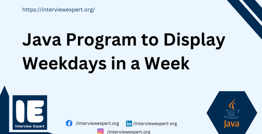 Java Program to Display Weekdays in a Week