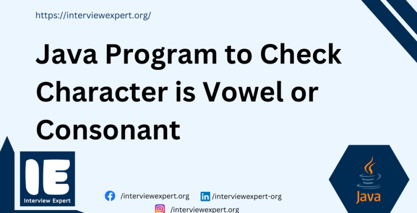 Java Program to Check Character is Vowel or Consonant
