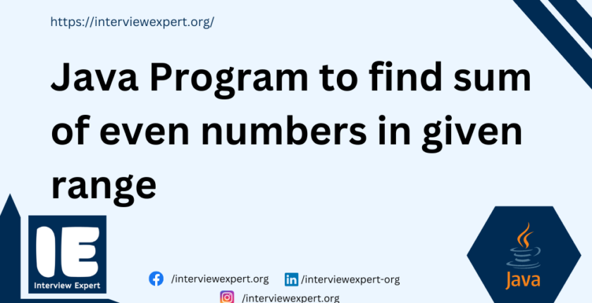 Java Program to find sum of even numbers in given range