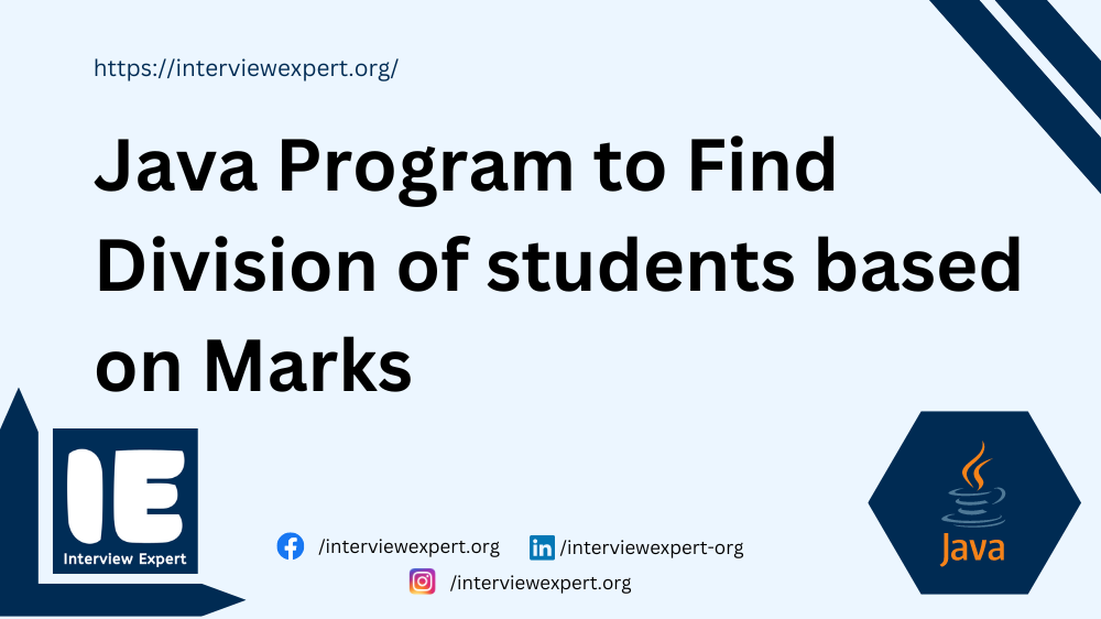 Java Program to Find Division of students based on Marks