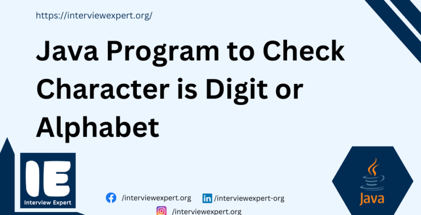 Java Program to Check Character is Digit or Alphabet