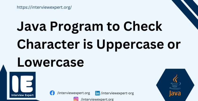 Java Program to Check Character is Uppercase or Lowercase