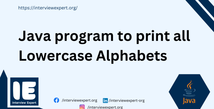 Java program to print all Lowercase Alphabets