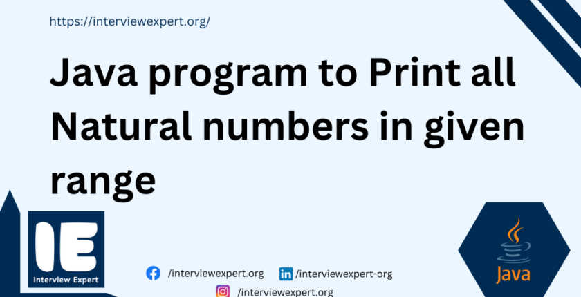 Java program to Print all Natural numbers in given range