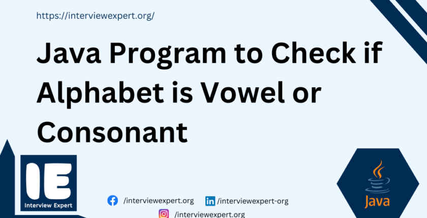 Java Program to Check if Alphabet is Vowel or Consonant