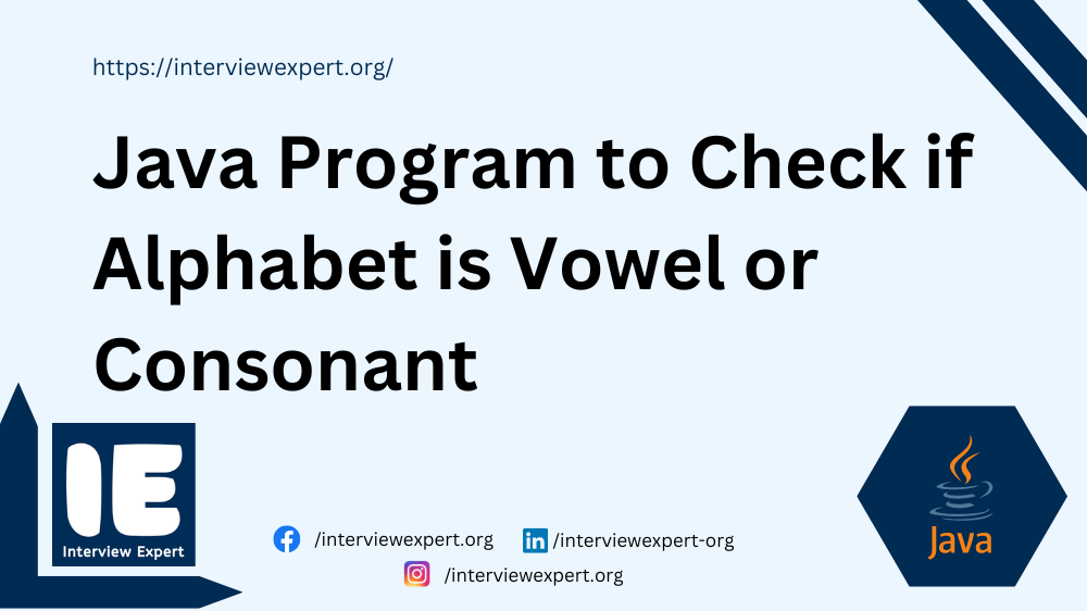 Java Program to Check if Alphabet is Vowel or Consonant