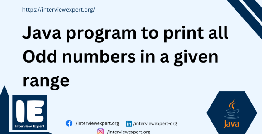 Java program to print all Odd numbers in a given range
