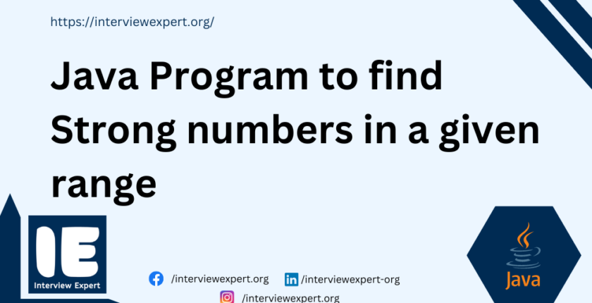 Java Program to find Strong numbers in a given range