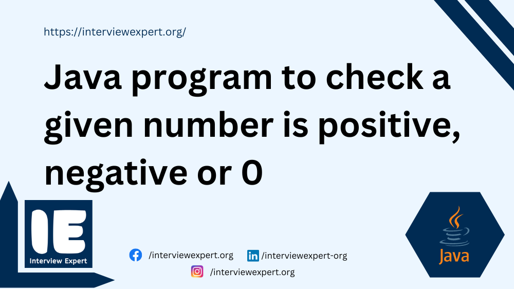 Java program to check a given number is positive, negative or 0