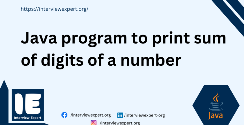 Java program to print sum of digits of a number