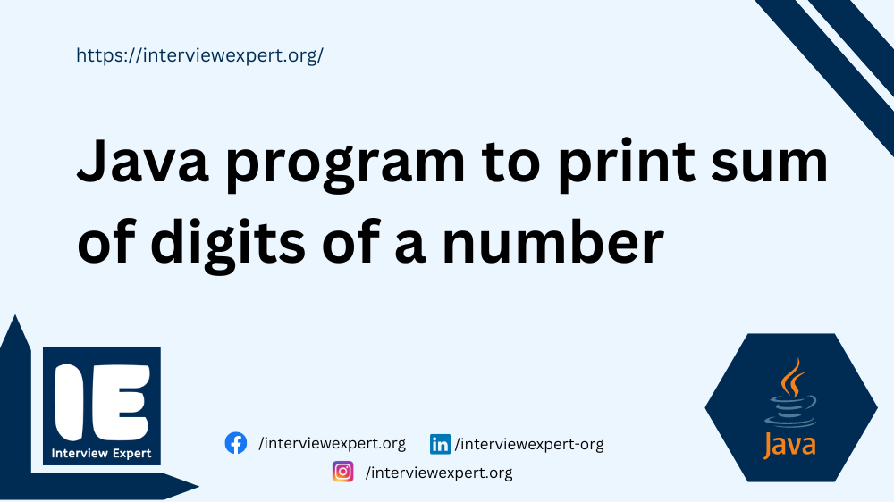 Java program to print sum of digits of a number