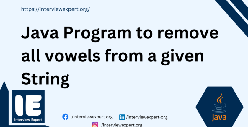 Java Program to remove all vowels from a given String