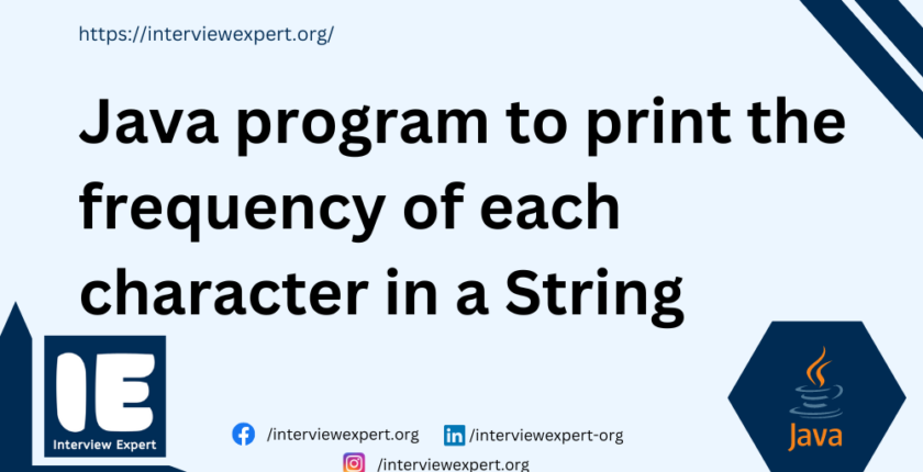 Java program to print the frequency of each character in a String